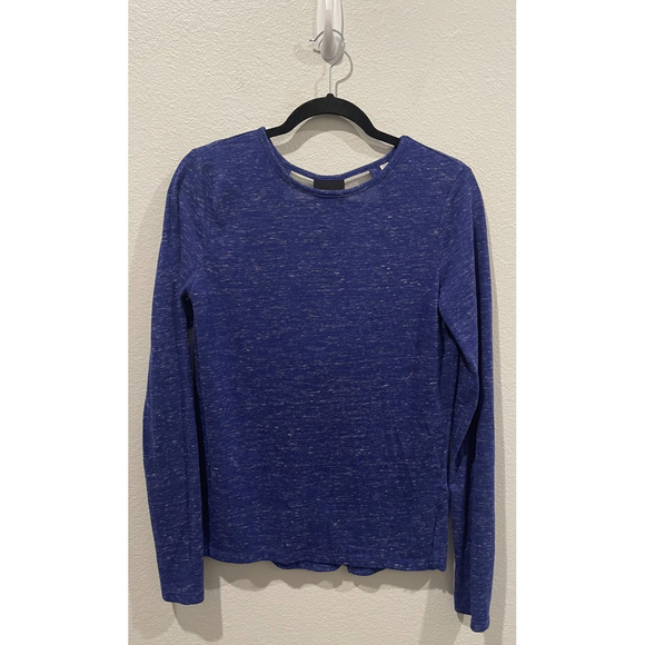 VICTORIA SPORT Blue Purple Long Sleeve Open Back T-Shirt - Picture 1 of 4